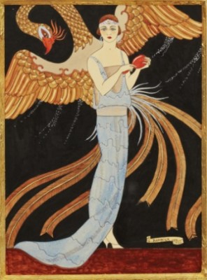 Jeune Fille Elégante by Georges BARBIER - auction artwork with signature