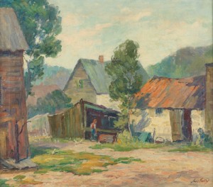 Farmyard by Jesse Carl HOBBY - auction artwork with signature