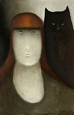 Kvinde Med Katt by Albert BERTHELSEN - auction artwork with signature