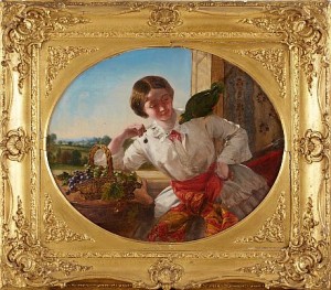 Flicka Med Papegoja by Georges Augustus HOLMES