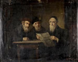 Jewish Old Men by Lajos KOLOZSVARY - auction artwork with signature