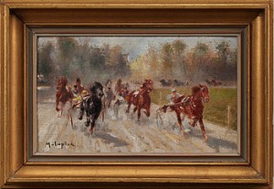 Motiv Med Travhästar by Louis Ferdinand MALESPINA - auction artwork with signature