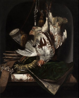 Jagdstilleben Mit Erlegtem Federvieh, Jagdhorn Und Jagdtasche by Willem Van AELST