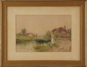 Flicka Med Gäss by Horace HAMMOND - auction artwork with signature