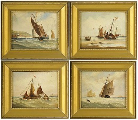 4 St, Motiv Med Fiskebåtar by Ralph MARSHALL - auction artwork with signature