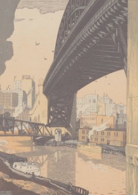 High Level Bridge, Cleveland by Rudolph RUZICKA - auction artwork with signature