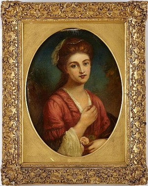 Flicka Med Ros by Jean-Baptiste GREUZE