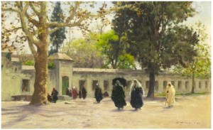 Park Med Figurer, Motiv Från Utanför Blå Moskén, Konstantinopel by Fausto ZONARO