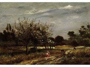 Landschaft Mit Blühenden Obstbäumen Und Zwei Frauen Am Wegrand by Adolphe APPIAN