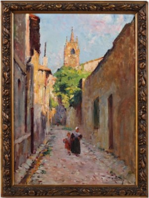 Rue Animée, église Des Carmes by Charles VIONNET