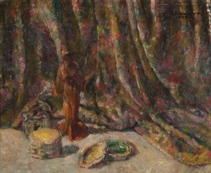 Still Life With Standing Figure, Ink Pot And Wet Stone by Kaname MIYAMOTO