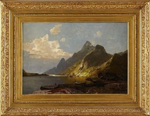 Alplandskap Med Sjö by Georg Michael MEINZOLT - auction artwork with signature