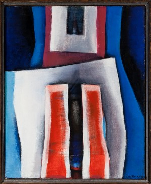 Abstrakt Motiv I Blåa, Vita Och Röda Toner by Lauri LAITALA - auction artwork with signature