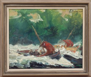 Båtar På Upprört Hav by Einar BERGER