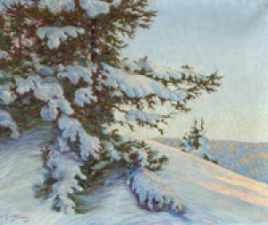 Snow Scene With Trees by Gotthilf AHLMAN - auction artwork with signature