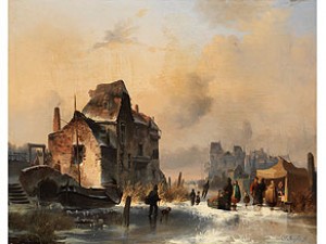 Winterliche Stadtlandschaft Mit Verfallenen Gebäuden by Jean Michael RUYTEN - auction artwork with signature