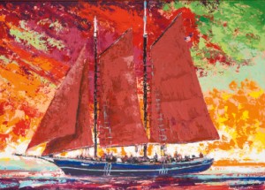 Ship In The Sunset by Joseph LAPIERRE - auction artwork with signature