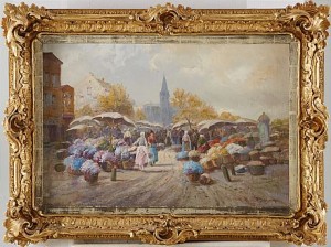 Blomstermarknad by Karl Theodor WAGNER - auction artwork with signature