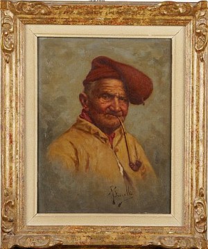 Rökande Man by Achille PETROCELLI - auction artwork with signature