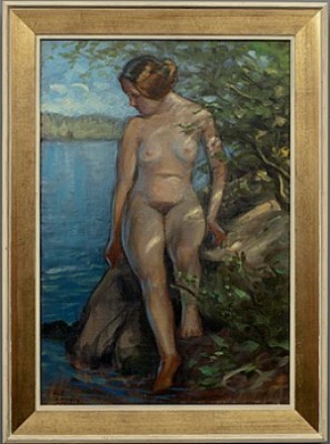 Modell På Strandsten by Georg De HUECK - auction artwork with signature