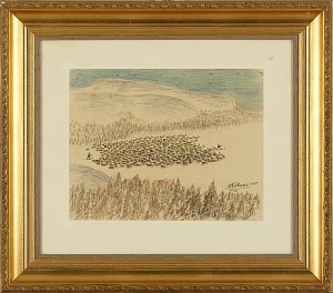 Fjällandskap Med Renar by Nils Nilsson (Sami Artist) SKUM