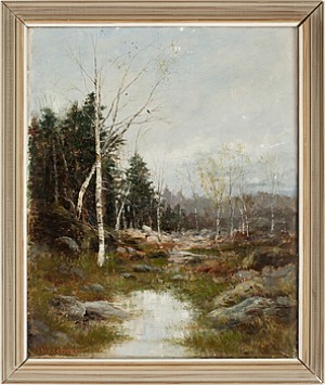 Landskap Med Björkar Och Vattendrag by Adolf HIRSCH