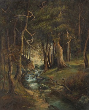 Forest Interior by John QUIDOR - auction artwork with signature