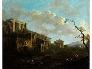 Landschaft Mit Bauerngehöften Und Römischer Ruine by Jacob De HEUSCH - auction artwork with signature