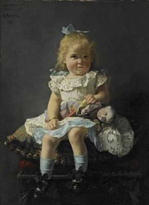 Flicka Med Docka by Alcide ROBAUDI - auction artwork with signature