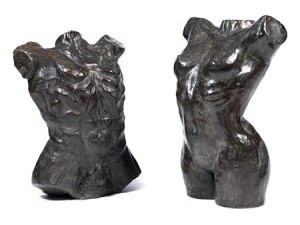 Nu Feminin, Paar Bronzeskulpturen by Hubert YENCESSE - auction artwork with signature