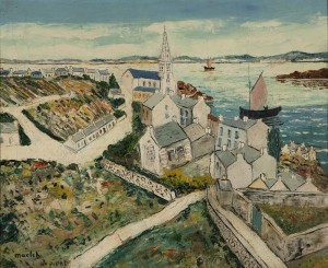 Town Scene With Church Along A Lake by Elisee MACLET