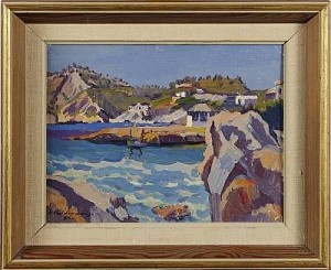 Sydländskt Kustmotiv by Vilis VALDMANIS - auction artwork with signature