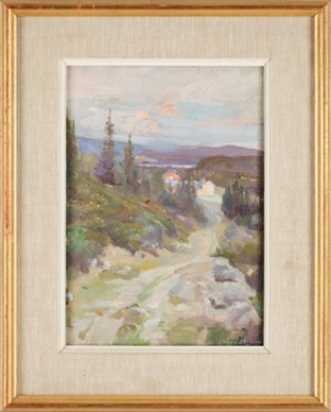 Bergslandskap Med Hus by Percy BIGLAND - auction artwork with signature