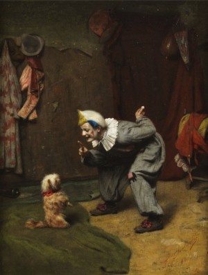 Der Zirkusclown Dressiert Ein Hündchen by Felix EHRLICH - auction artwork with signature