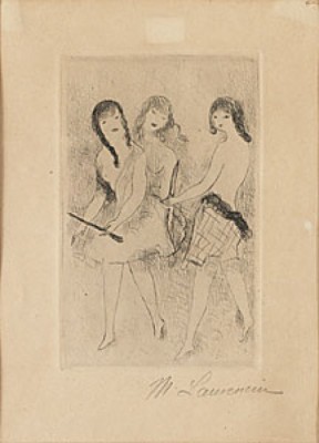 Trois Filles Jouant à L'arc by Marie LAURENCIN