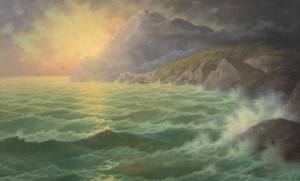 Rocky Coastal Scene At Dawn by Ambrose De Barra MACNEIL - auction artwork with signature
