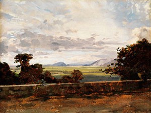 Italienische Landschaft Mit Einer Strassenmauer Im Vordergrund by Carl WUTTKE