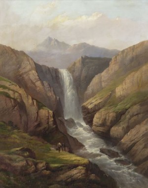 Waterfall by Hermann Ottomar HERZOG