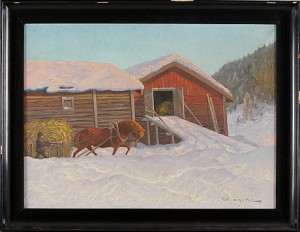 Vinterlandskap Hästdragen Släde, by Oscar LYCKE