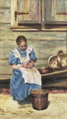 Flicka I Arbete by Julia Antonovna STANKEVICH - auction artwork with signature