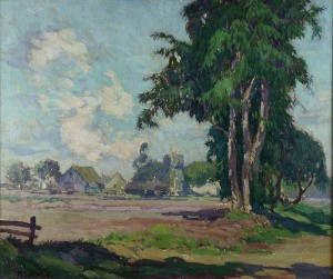 Ranch Beyond The Trees by Maurice Auguste Del MUE - auction artwork with signature