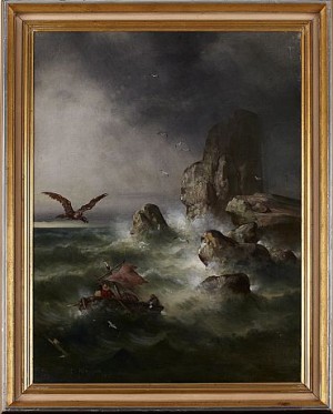 Skeppsbrutna I Stormande Hav by Theodor KÖPPEN - auction artwork with signature