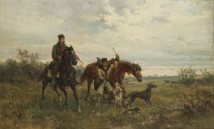 Jägare Med Hästar Och Hundar by Ludwig GEDLEK