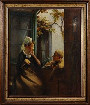 Samtal Vid Fönstret by Emile TABARY - auction artwork with signature