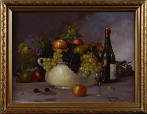 Stilleben Med Frukt Och Flaska by Holger FISCHER - auction artwork with signature