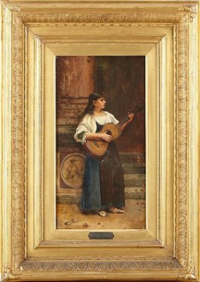 Kvinna Med Gitarr by Leo A. MALEMPRÉ - auction artwork with signature