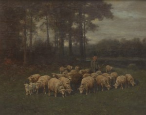 Shepherd With Flock by Charles T. PHELAN