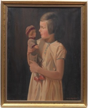 Young Girl With Doll by Charles Hugh WILSON - auction artwork with signature