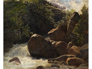 Felsige Berglandschaft Mit Einem Gebirgsbach Zwischen Grossen Felsbrocken by Albert Henri John GOS