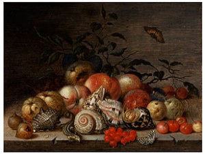 Früchtestilleben Mit Muscheln, Krebs Und Eidechse, by Balthasar Van Der AST